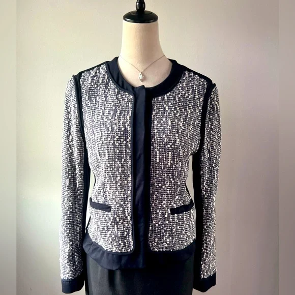 Ann Taylor Deep Navy Blue Tweed Blazer - Picture 1 of 7